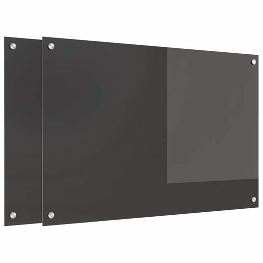 Kuchyňský Obklad 2 Ks Tmavě Šedá 90 X 60 Cm Tvrzené Sklo
