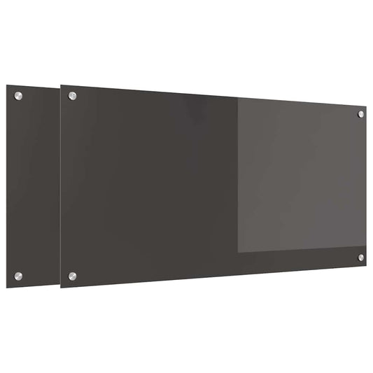 Kuchyňský Obklad 2 Ks Tmavě Šedá 100 X 50 Cm Tvrzené Sklo
