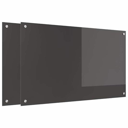 Kuchyňský Obklad 2 Ks Tmavě Šedá 100 X 60 Cm Tvrzené Sklo