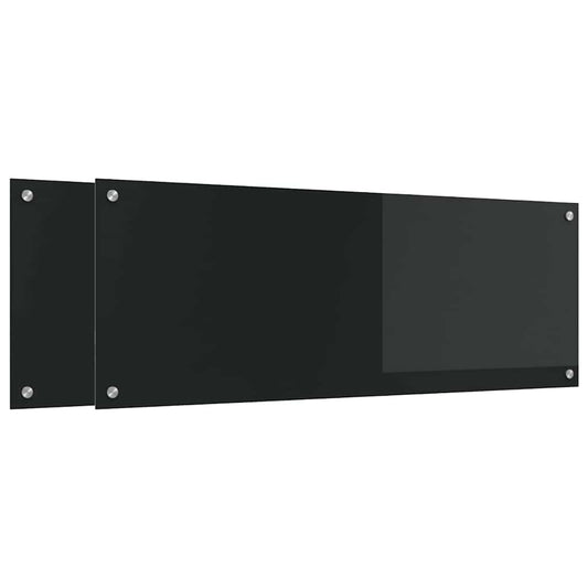 Kuchyňský Obklad 2 Ks Černá 110 X 40 Cm Tvrzené Sklo