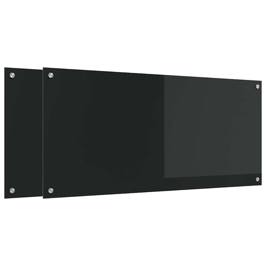 Kuchyňský Obklad 2 Ks Černá 110 X 50 Cm Tvrzené Sklo