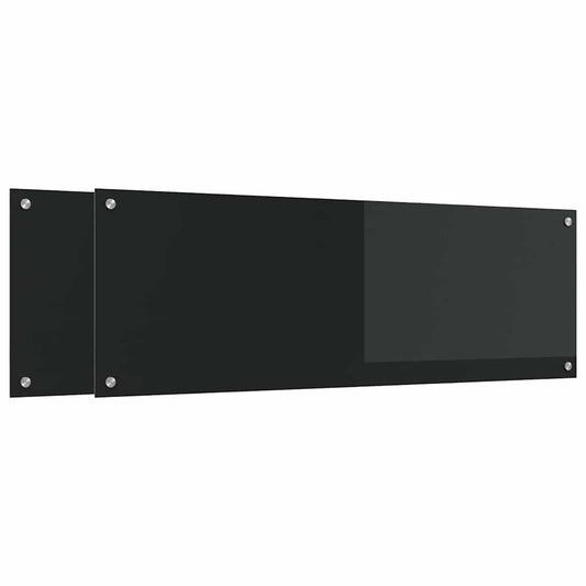Kuchyňský Obklad 2 Ks Černá 120 X 40 Cm Tvrzené Sklo