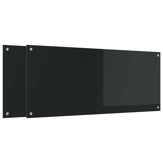 Kuchyňský Obklad 2 Ks Černá 120 X 50 Cm Tvrzené Sklo