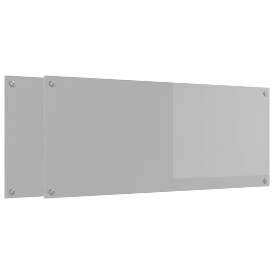 Kuchyňský Obklad 2 Ks Světle Šedá 120 X 50 Cm Tvrzené Sklo