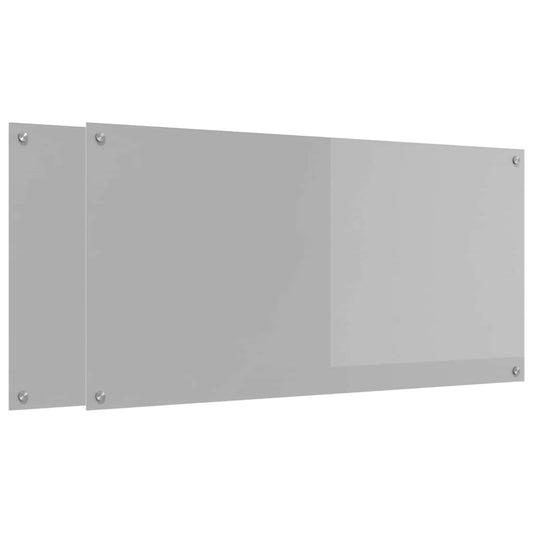 Kuchyňský Obklad 2 Ks Světle Šedá 120 X 60 Cm Tvrzené Sklo