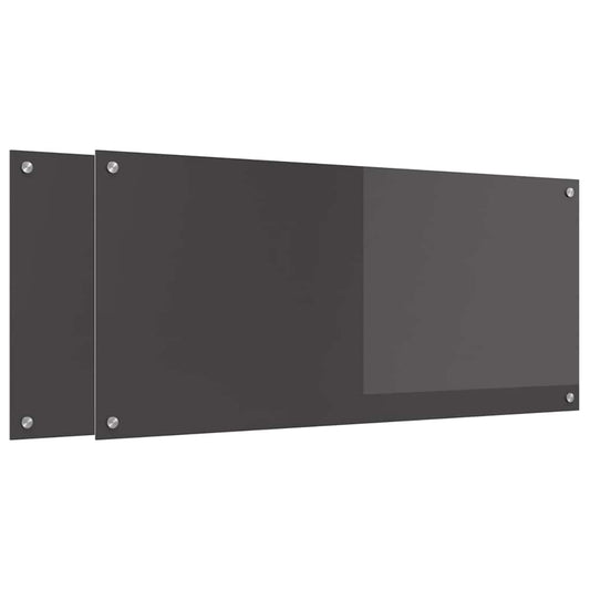 Kuchyňský Obklad 2 Ks Tmavě Šedá 110 X 50 Cm Tvrzené Sklo