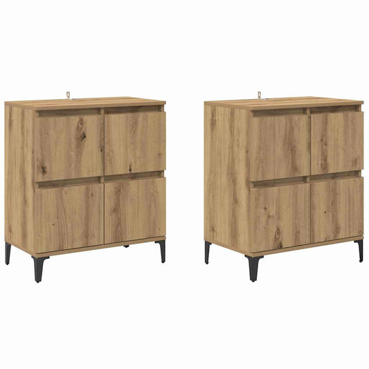 Konzole 2 Ks Artisanový Dub 60 X 35 X 70 Cm Kompozitní Dřevo