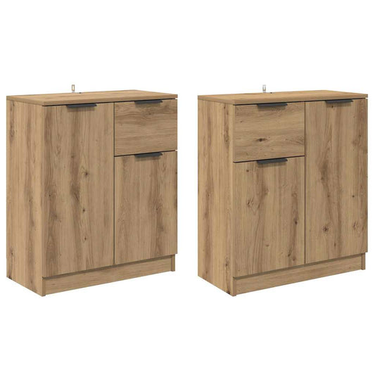 Konzole 2 Ks Artisanový Dub 60 X 30 X 70 Cm Kompozitní Dřevo