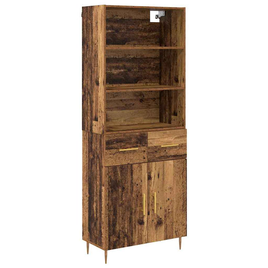 Vysoký Bufet Staré Dřevo 69,5 X 34 X 180 Cm Kompozitní Dřevo