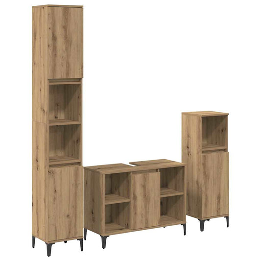 Sada Koupelnového Nábytku 3 Ks Artisanový Dub 30 X 30 X 190 Cm