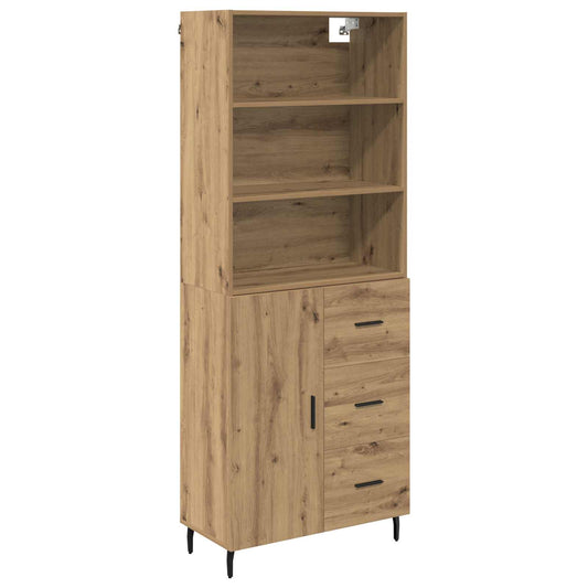 Vysoký Bufet 2 Ks Artisanový Dub 69,5 X 32,5 X 180 Cm