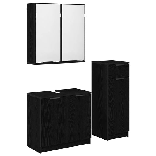 Sada Koupelnového Nábytku 3 Ks Černý Dub 64,5 X 33,5 X 59 Cm