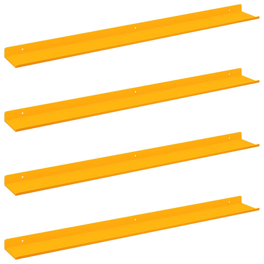 Plovoucí Police 4 Pcs Hořčicově Žlutá 80 X 9 X 2,5 Cm Ocel