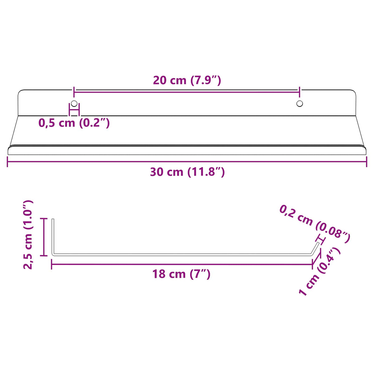 Plovoucí Police Nástěnný 2 Pcs Růžová 30 X 18 X 2,5 Cm Ocel