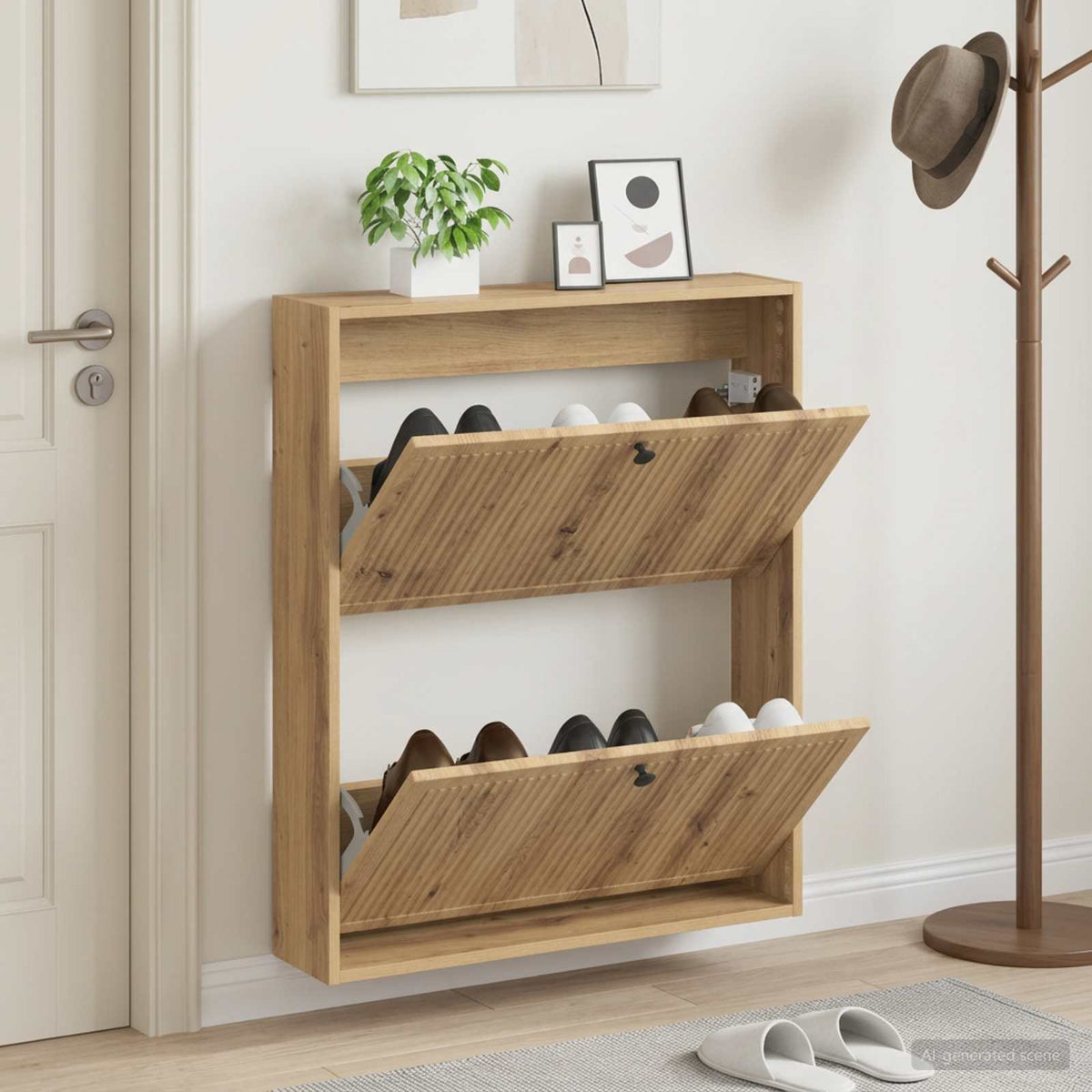 Nástěnná Skříň Na Boty Ede 71 X 17 X 86 Cm Kompozitní Dřevo