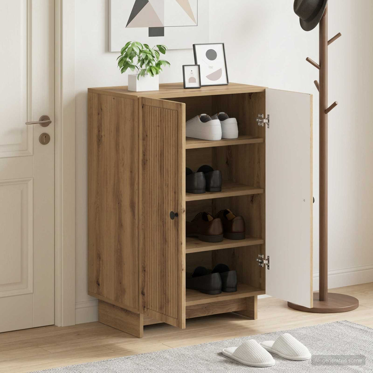 Skříň Na Obuv Ede 59,5 X 39,5 X 90 Cm Kompozitní Dřevo