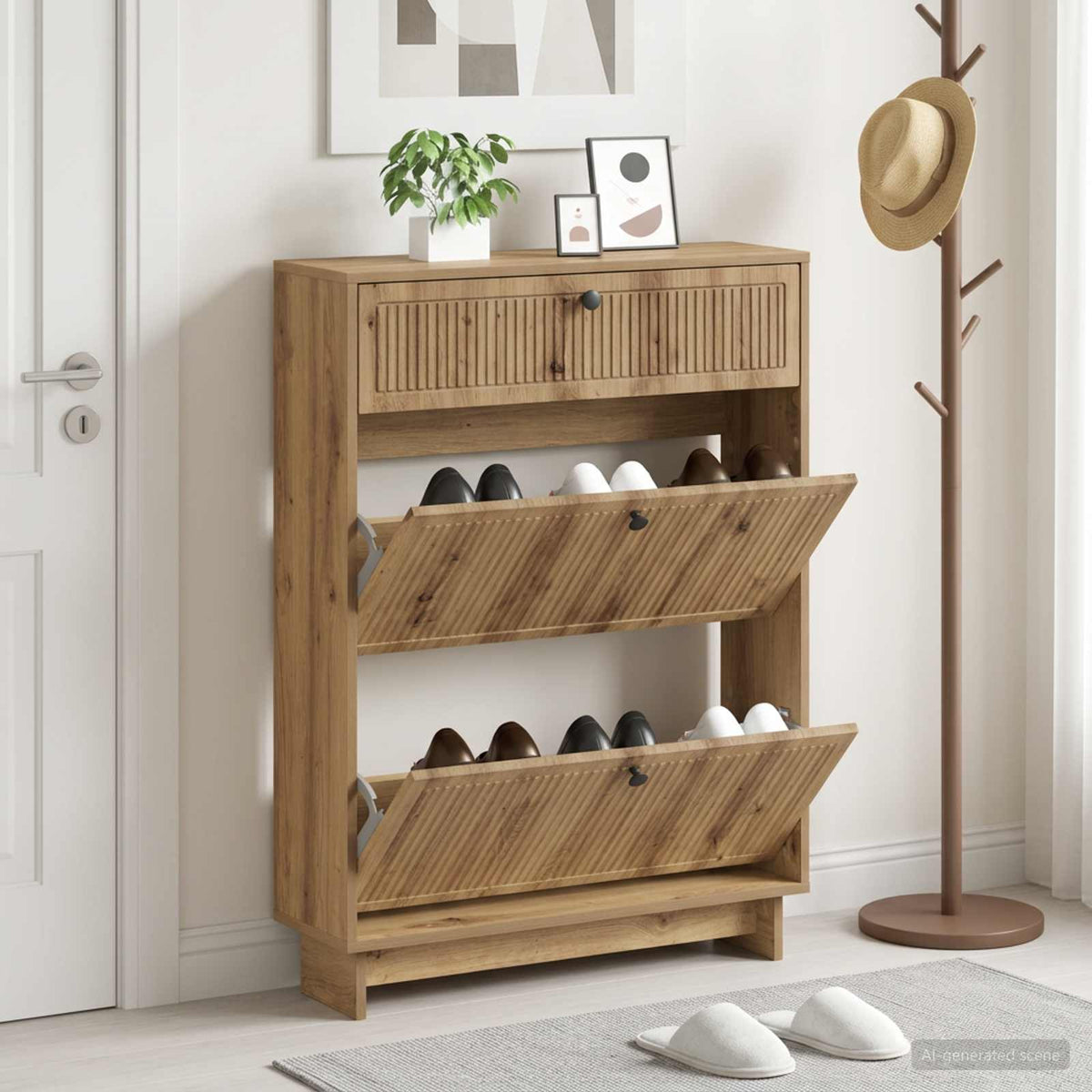 Skříň Na Obuv Ede 78 X 24 X 103 Cm Kompozitní Dřevo