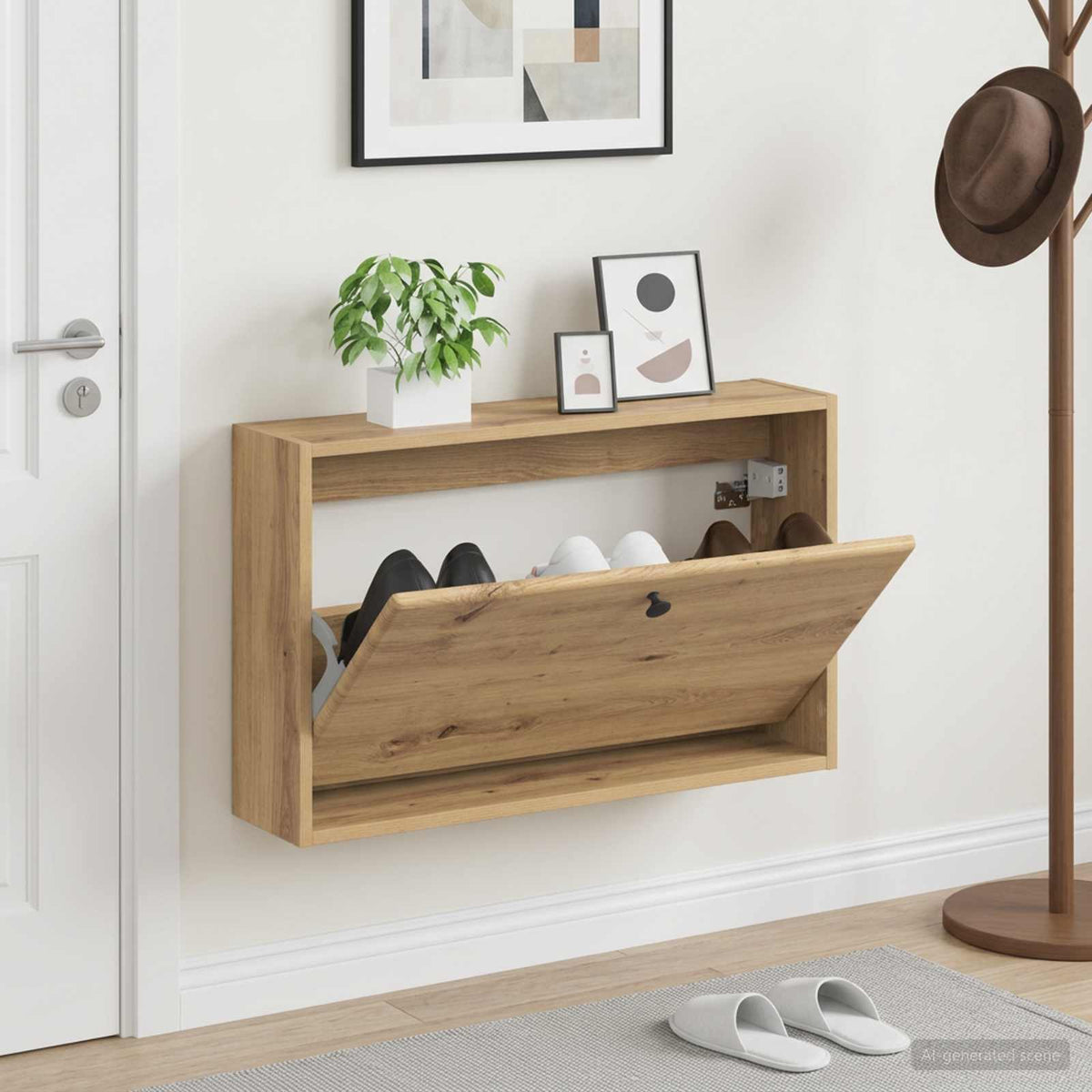 Nástěnná Skříň Na Boty Breda 71 X 17 X 43 Cm Kompozitní Dřevo