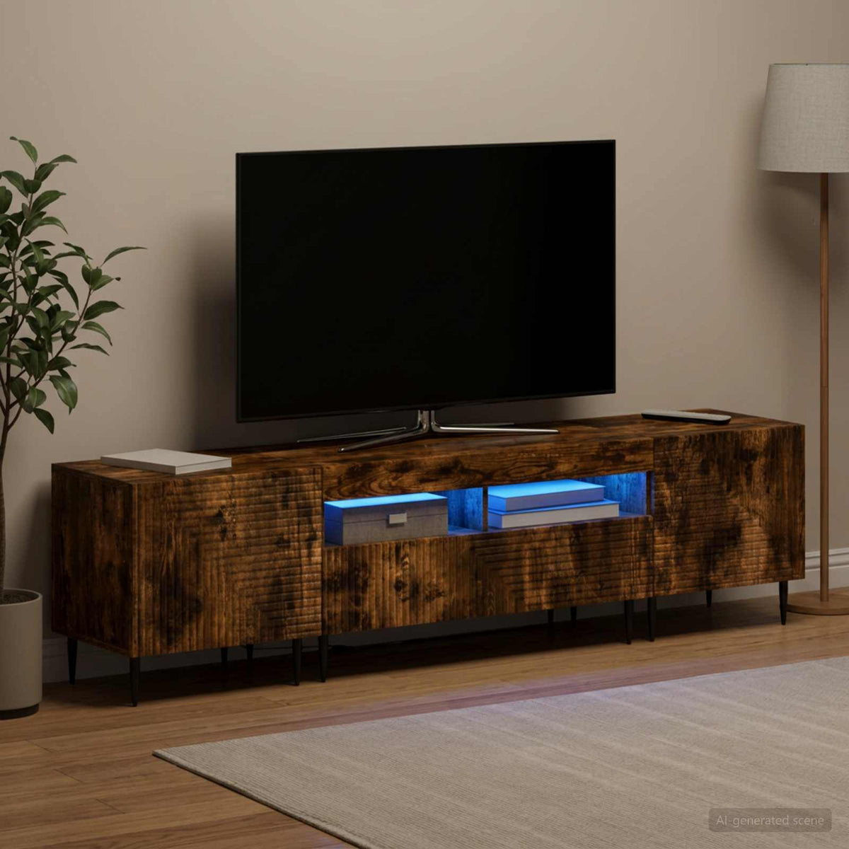3Dílná Led Tv Skříň Kompozitní Dřevo