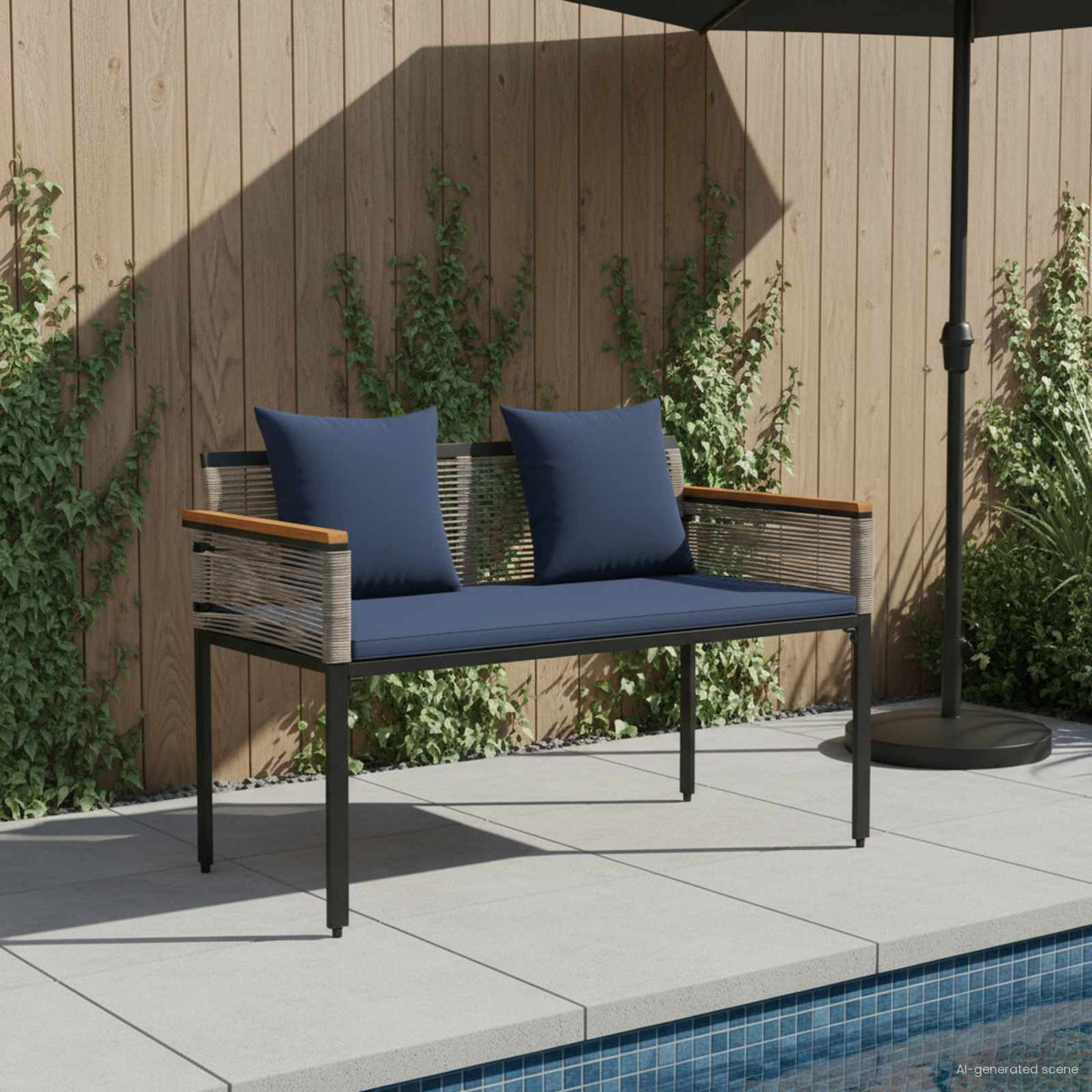 Venkovní Lavice 2 -Seater 117 X 54 X 74.5 Cm Polyratan