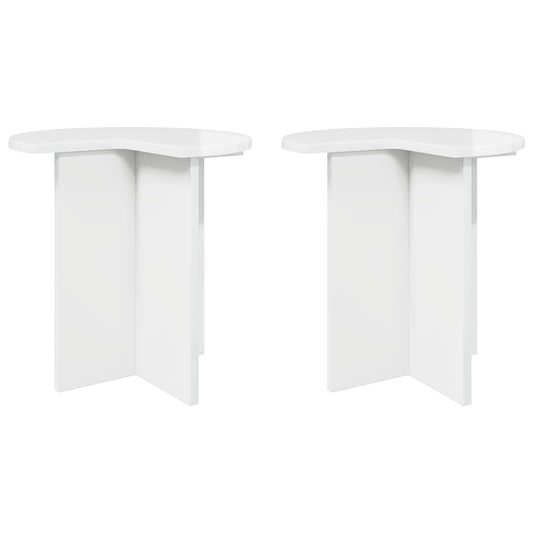 Boční Stůl S Úložištěm 2 Pcs Bílá S Vysokým Leskem Ø 39 X 38 Cm