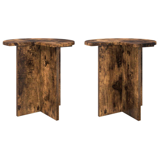 Boční Stůl 2 Pcs Kouřový Dub Ø 39 X 38 Cm Kompozitní Dřevo