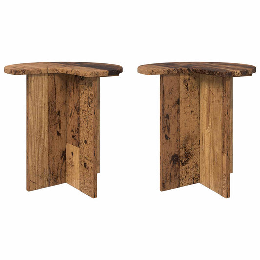 Boční Stůl 2 Pcs Staré Dřevo Ø 39 X 38 Cm Kompozitní Dřevo
