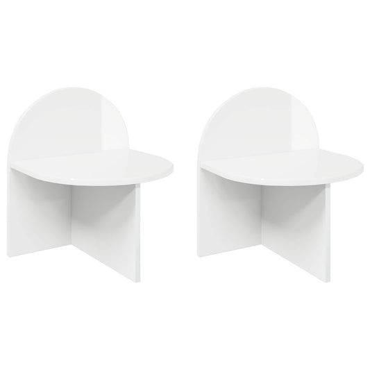Noční Stolek 2 Pcs Bílá S Vysokým Leskem 40 X 35,5 X 45,5 Cm