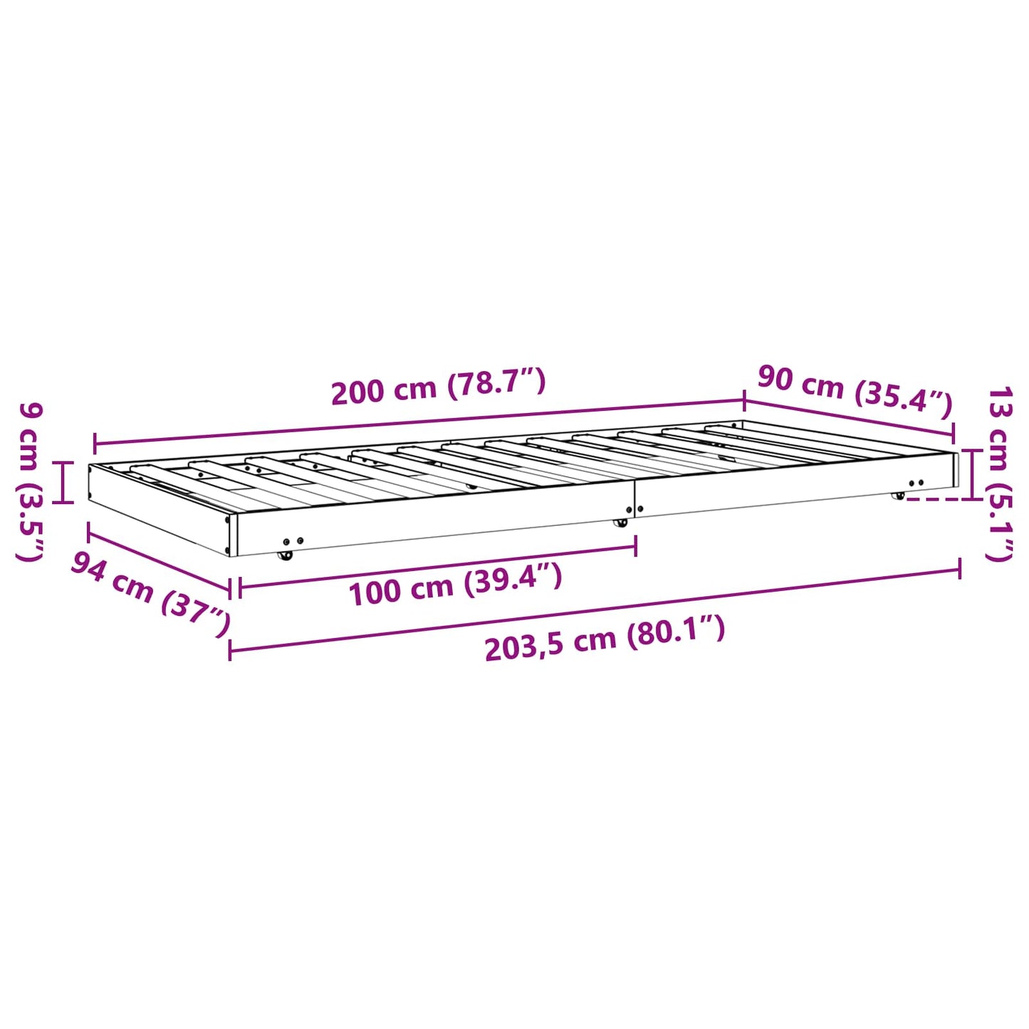 Rám Postele Voskově Hnědá 90 X 200 Cm Masivní Borové Dřevo