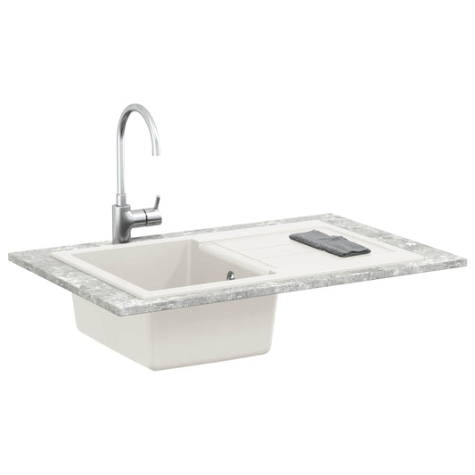 Dřez Bílá 780 X 500 Mm 80% Křemenné A 20% Pryskyřice
