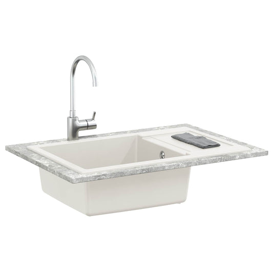 Dřez Bílá 780 X 500 Mm 80% Křemenné A 20% Pryskyřice