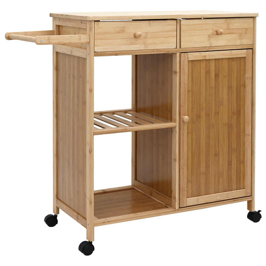 Kuchyňský Vozík S Koly Přírodní 90,5 X 36 X 86,5 Cm Bambus