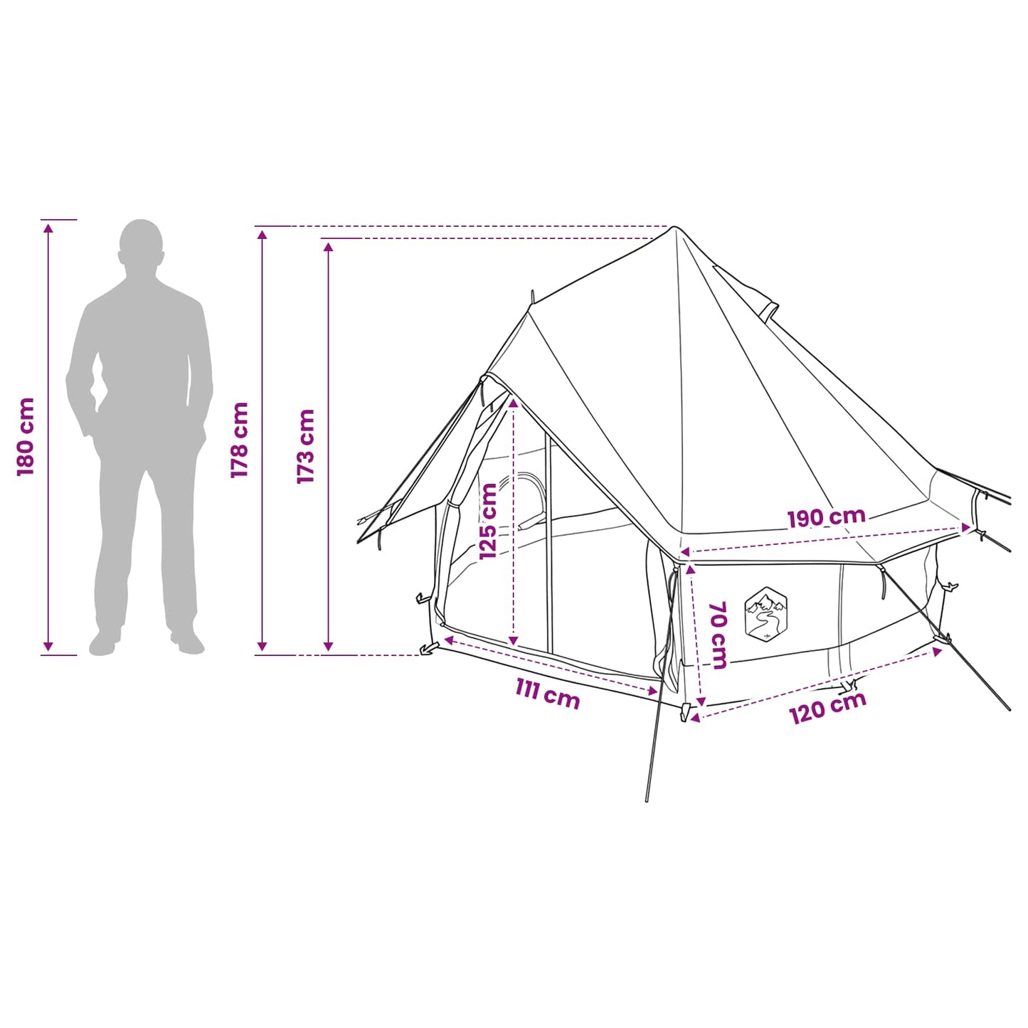 Tipi Stan Šedá A Oranžová 250 X 250 Cm Polyester A Ocel