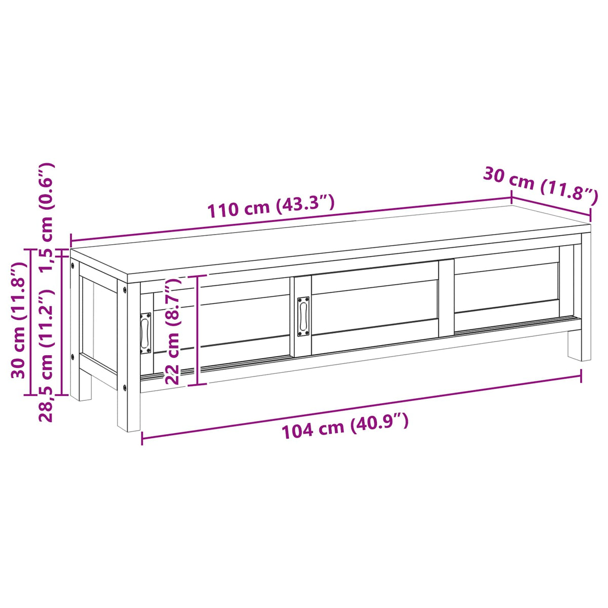 Televizní Skříň 110 X 30 X 30 Cm Pevné Teakové Dřevo Přírodní
