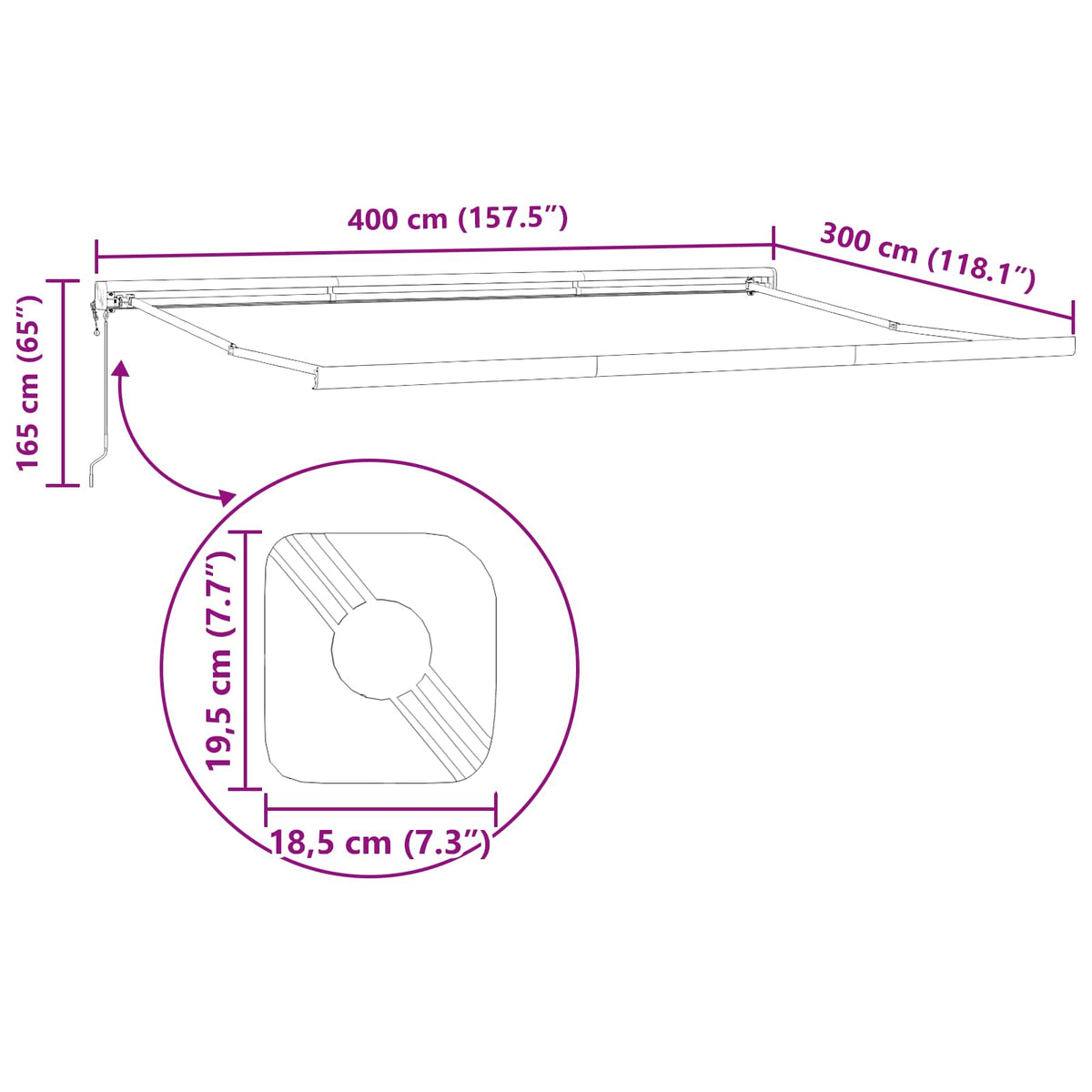 Stahovací Markýza Antracitová A Šedá 400 × 300 Cm