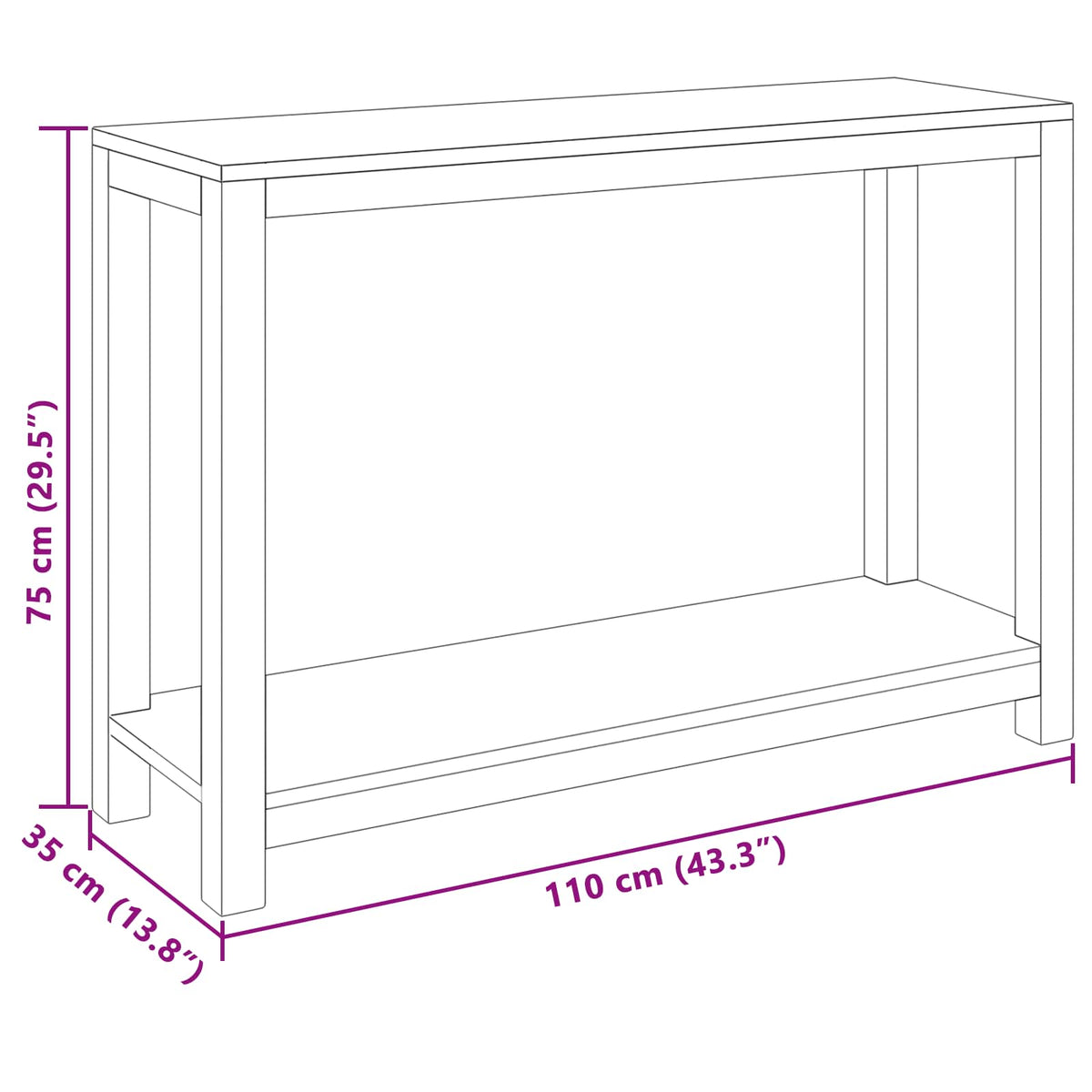 Konzolový Stolek Přírodní 110 X 35 X 75 Cm Pevné Teakové Dřevo
