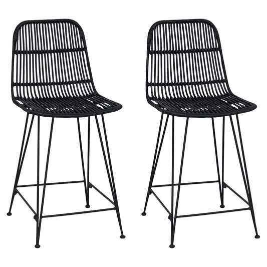 Barová Stolička 2 Pcs Černá 44 X 54 X 96 Cm Ratan A Ocel