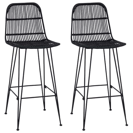 Barová Stolička 2 Pcs Černá 44 X 55 X 109 Cm Ratan A Ocel