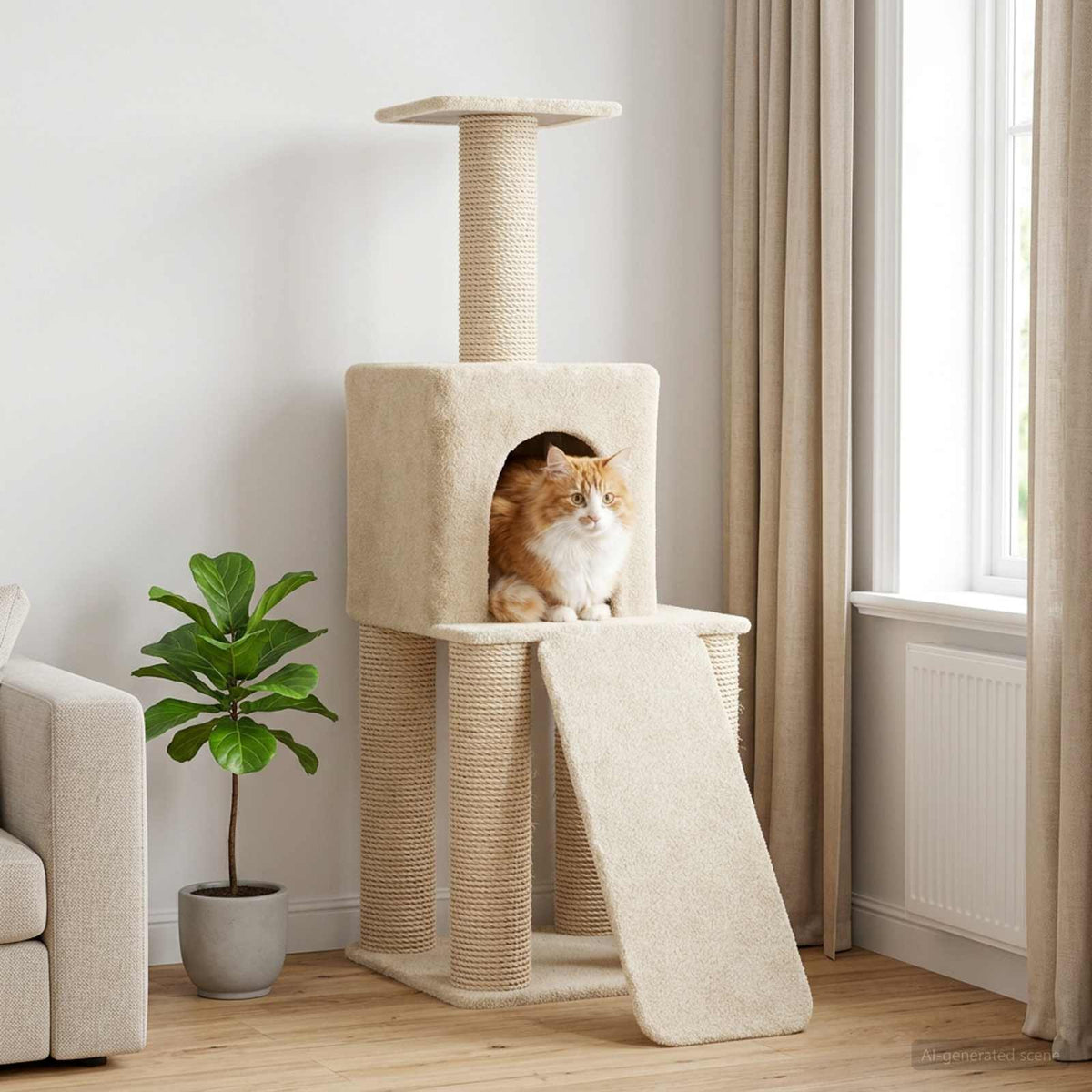 Kočičí Strom Se Škrabacími Sloupky Sisal 146 Cm