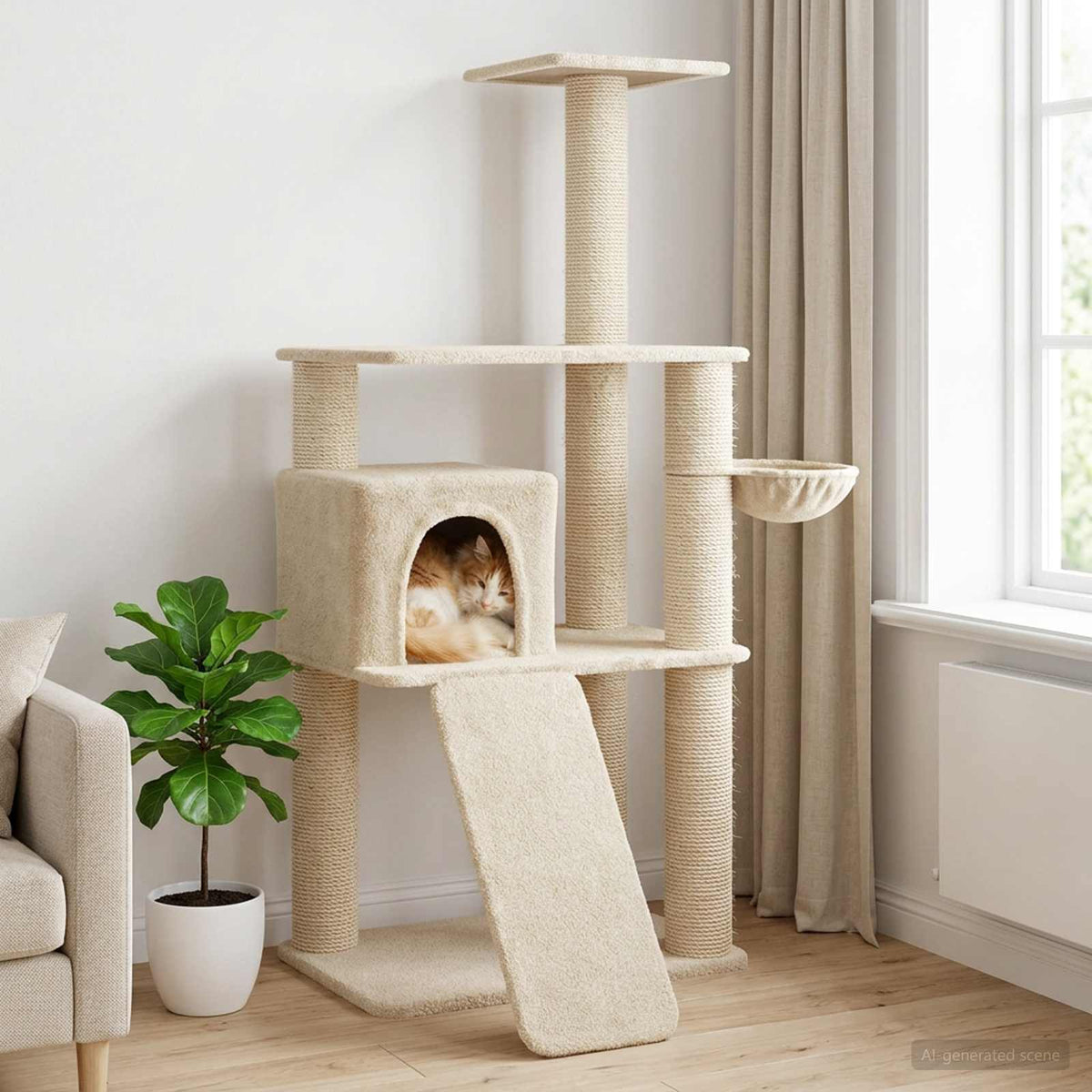Kočičí Strom Se Škrabacími Sloupky Sisal 173 Cm