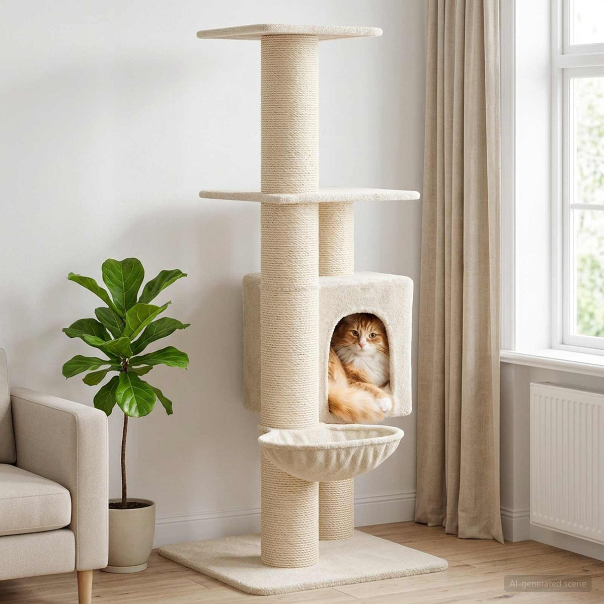 Kočičí Strom Se Škrabacími Sloupky Sisal 137 Cm