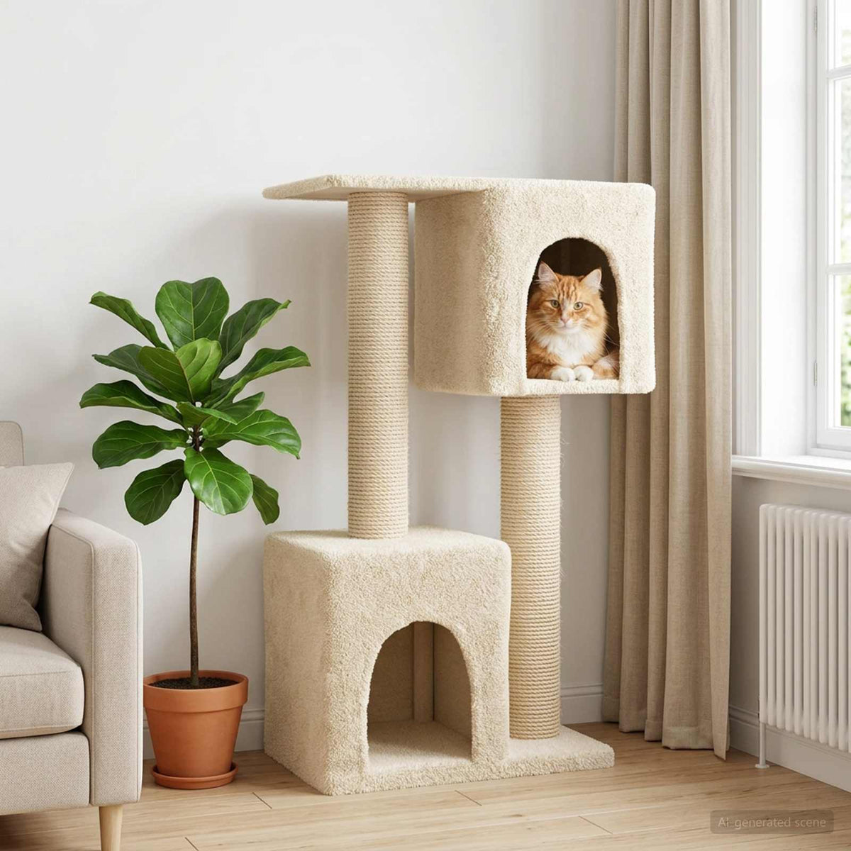 Kočičí Strom Se Škrabacími Sloupky Sisal 114 Cm