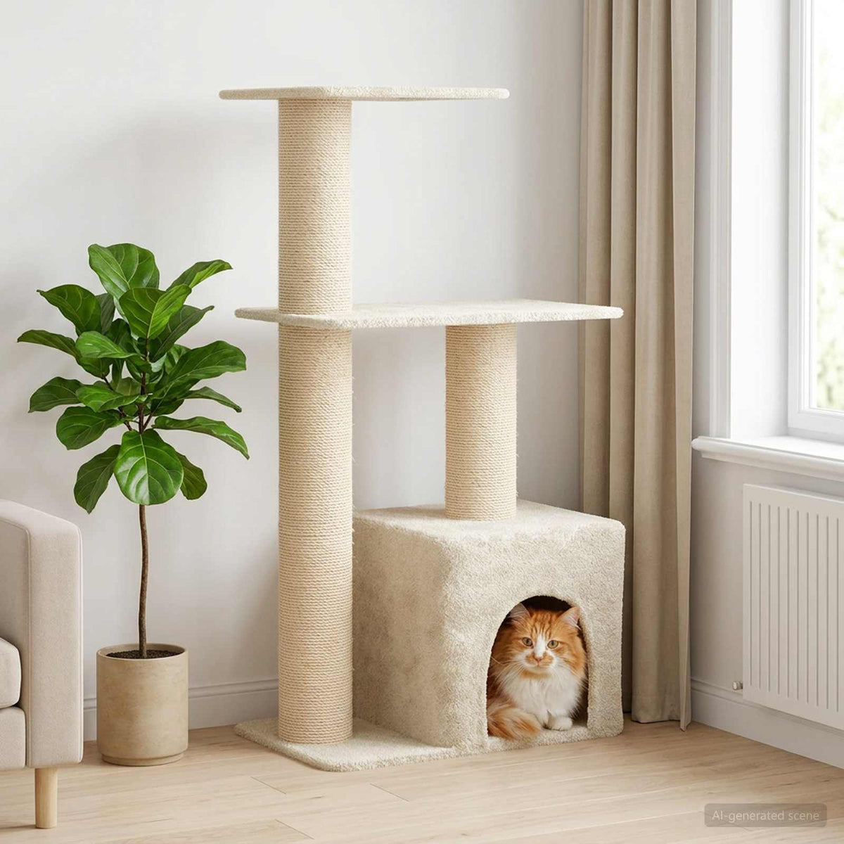 Kočičí Strom Se Škrabacími Sloupky Sisal 133 Cm