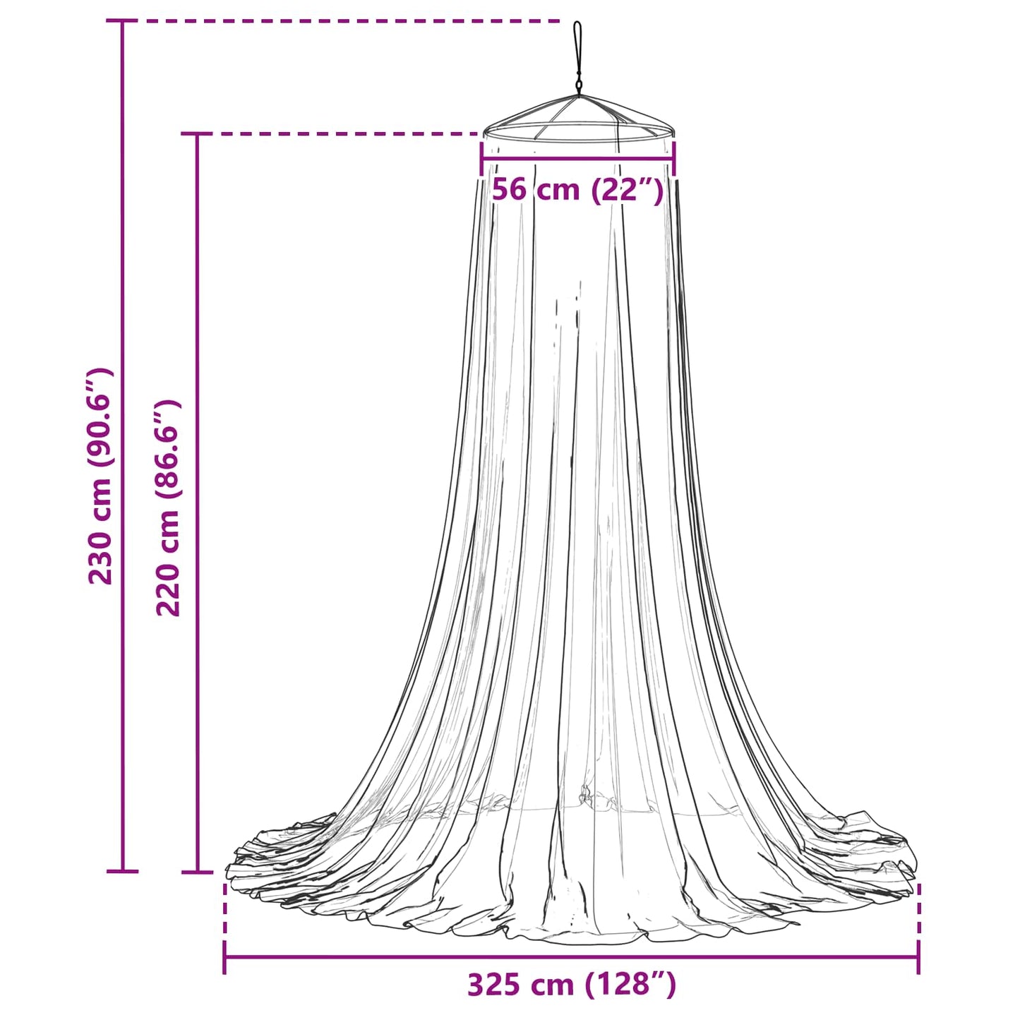 Moskytiéra Na Postel 3 Ks 156 Mesh Černá ⌀56 X 220 Cm Polyester