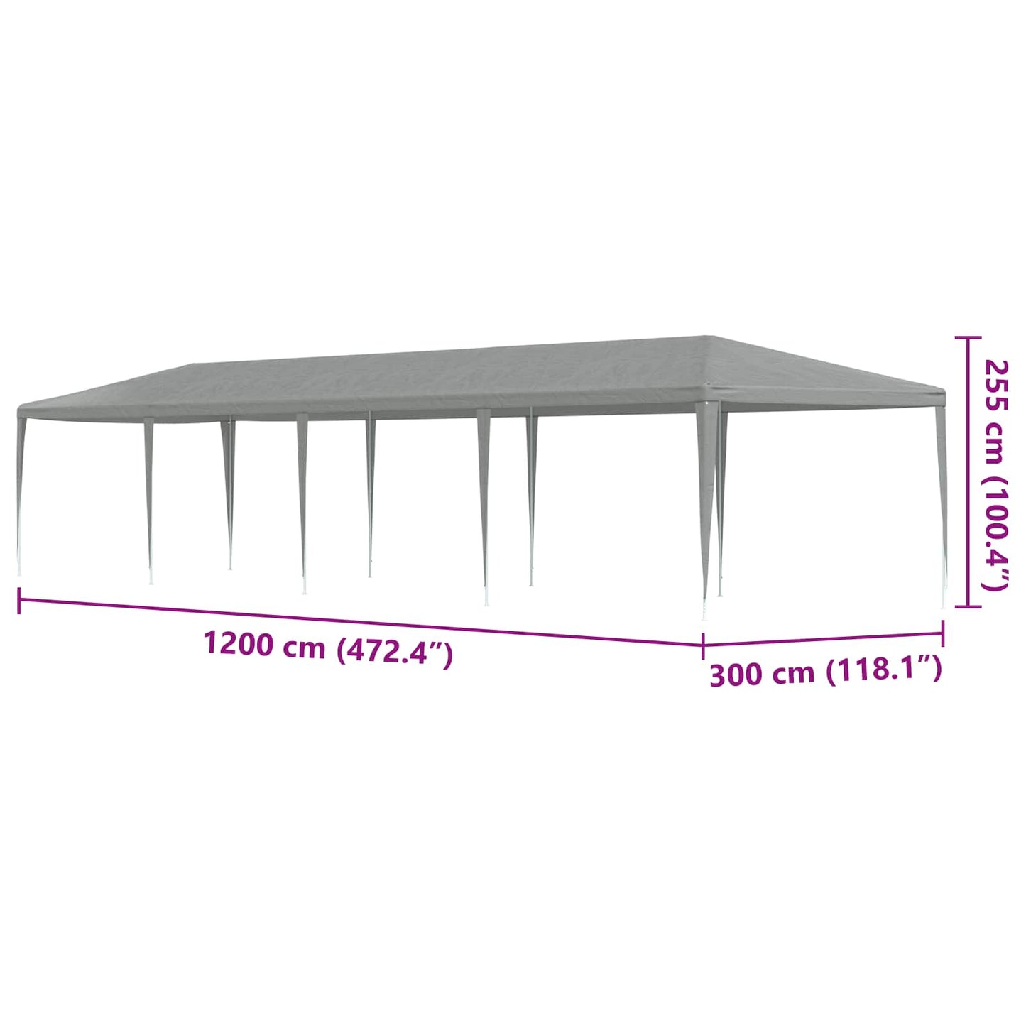 Party Stan Světle Šedá 1200 X 300 X 255 Cm Pe A Ocel