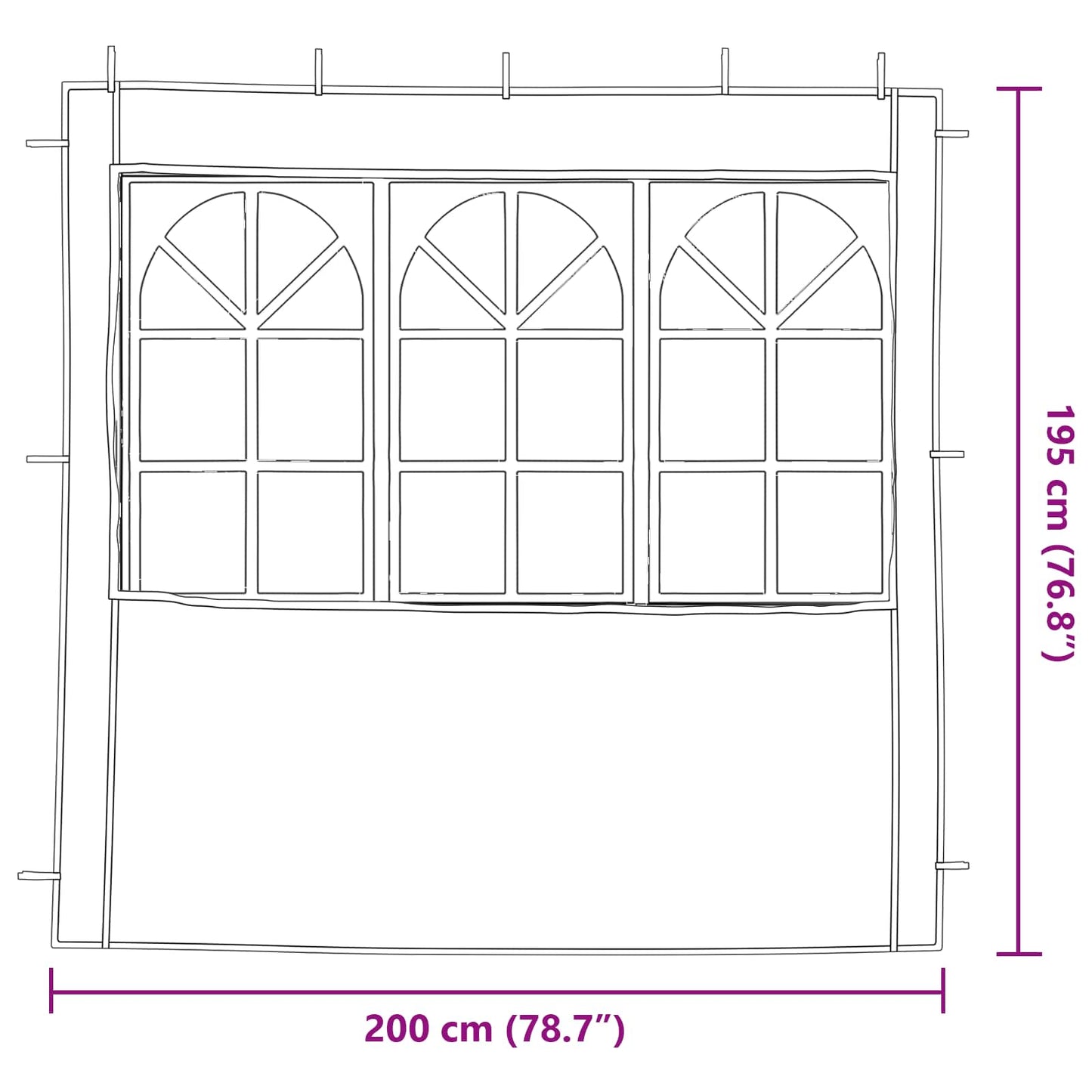 Boční Stěna Párty Stanu 2 Ks 200 X 195 Cm Červená Pe A Ocel