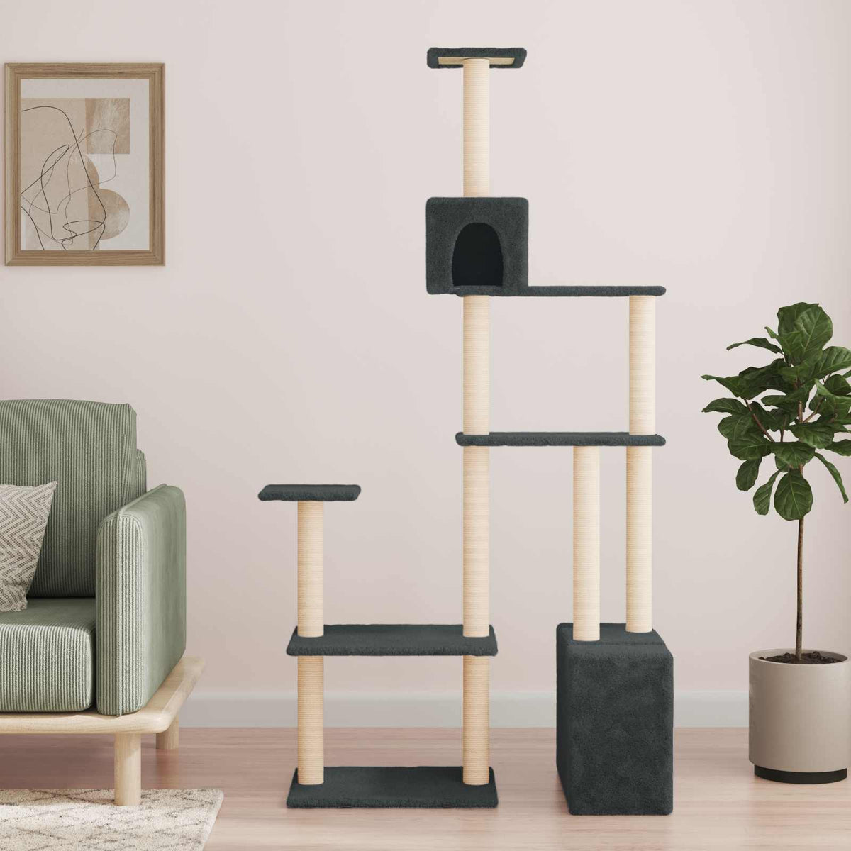 Kočičí Strom Se Škrabacími Sloupky Sisal 177,5 Cm