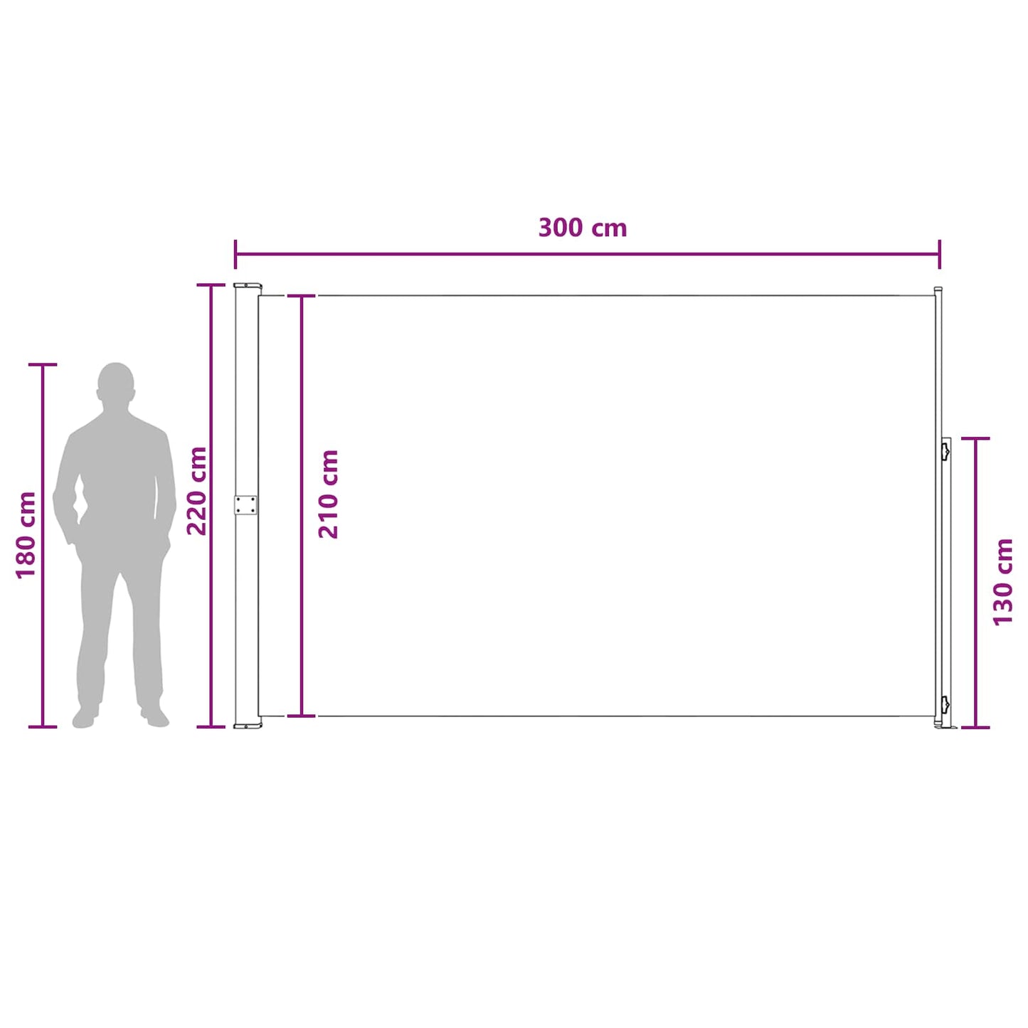 Výsuvná Boční Markýza 220 X 300 Cm Polyester Obdélníkový Taupe