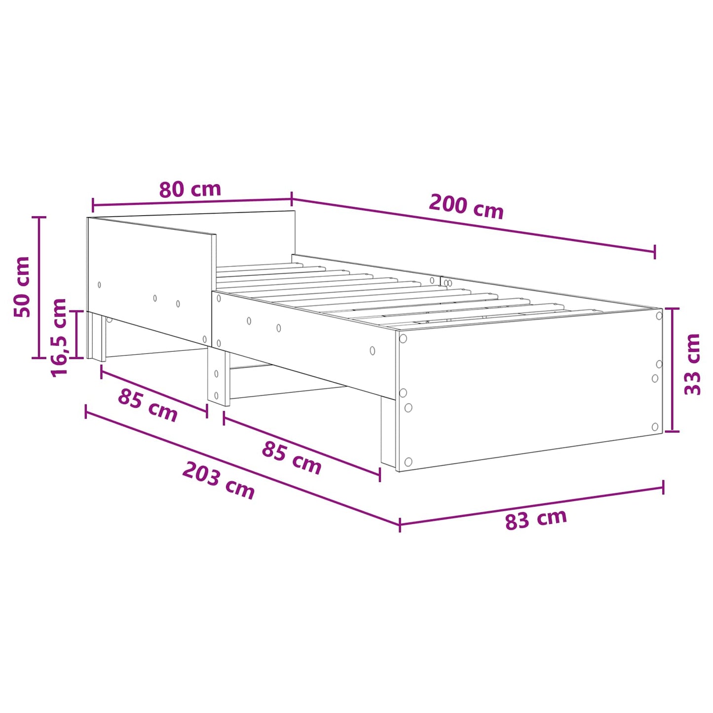 Rám Postele S Čelem Dub Sonoma 80 X 200 Cm Kompozitní Dřevo