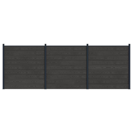 Sada Plotů 3 Ks 526 X 186 Cm Wpc A Hliník Černá